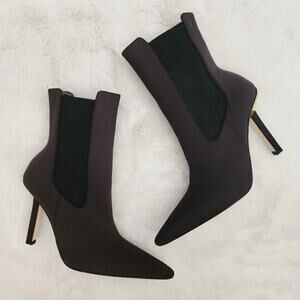 NEW Good American Chocolate Neoprene Kickstand High Heeled Ankle Bootie